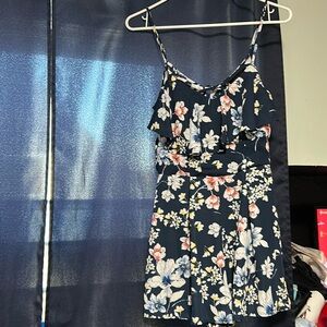 Trixxi Romper Blue Floral Popover Cross Front